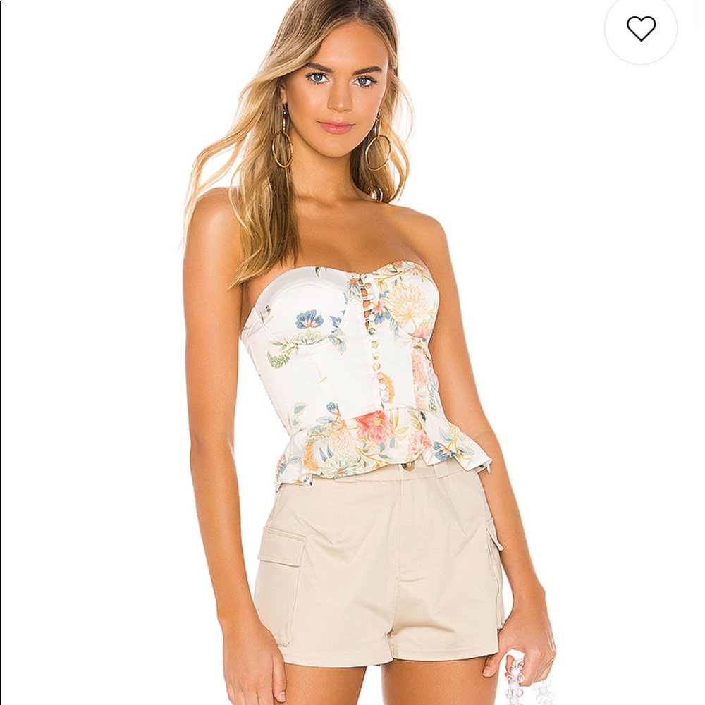 Strapless floral bustier top